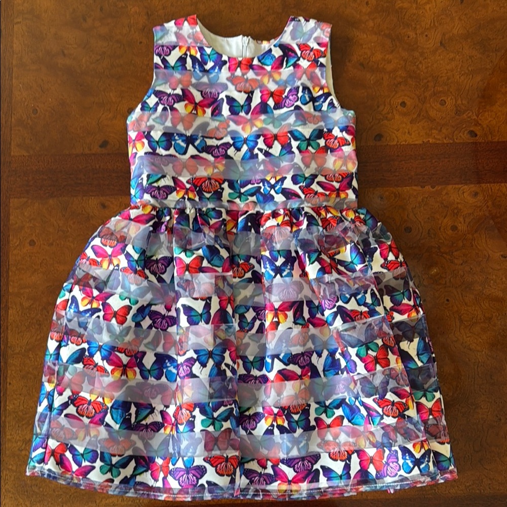 Halabaloo Colorful Butterfly Print Kids Dress